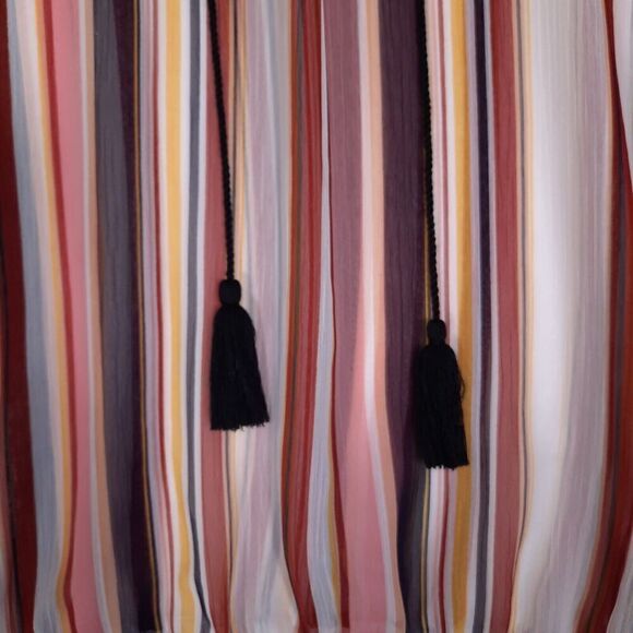 Maurice's Sheer Boho Top with Drape Sleeves and Lace-up V-Neck Tassels SZ Medium - Picture 6 of 12